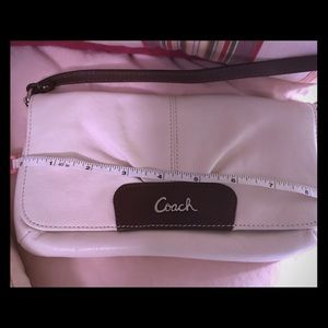 Coach White and tan wristlet +